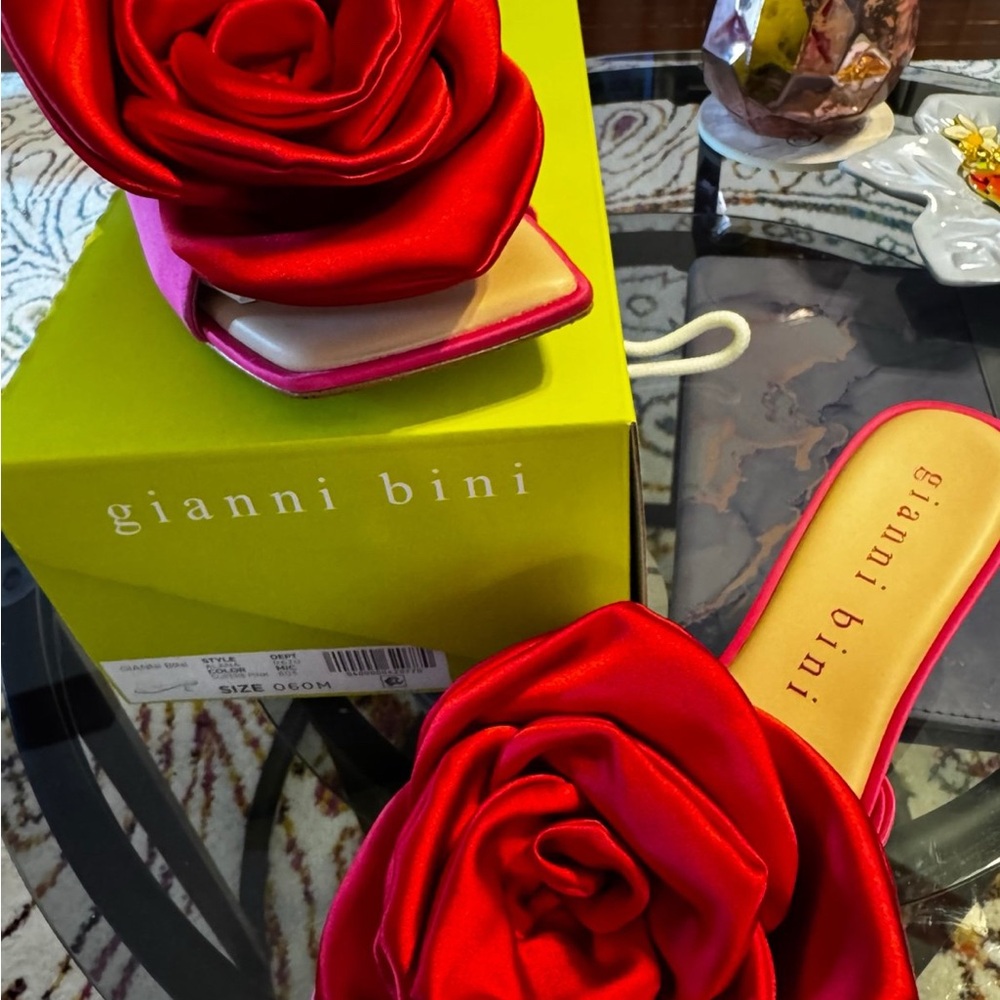 Gianni Bini Hot Pink Heels with Rose Detail